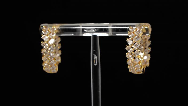 Doorbuster White Zircon Hoop Earrings in 18K Vermeil YG Over Sterling Silver 4.90 ctw