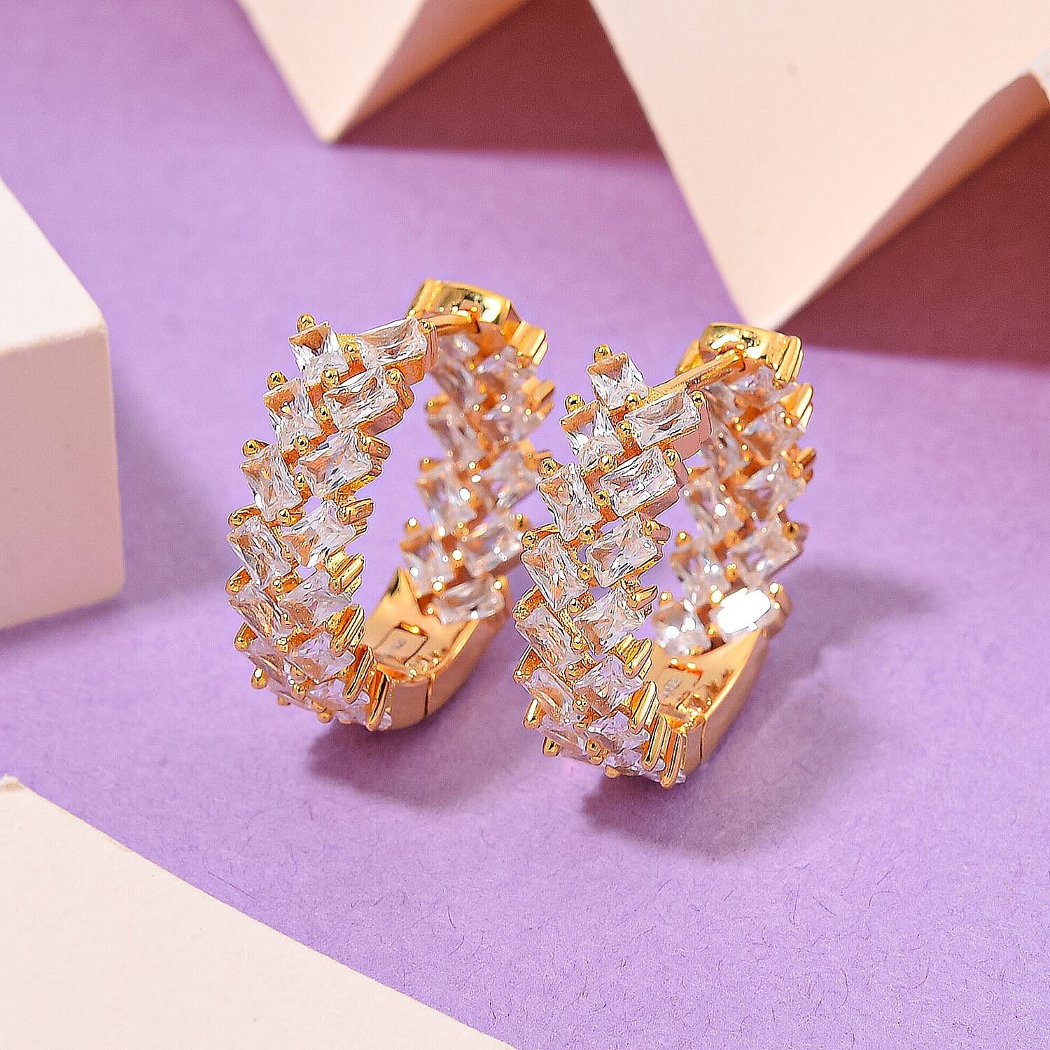 White Zircon 4.90 ctw Sunray's Earrings in 18K Vermeil Yellow Gold Over Sterling Silver