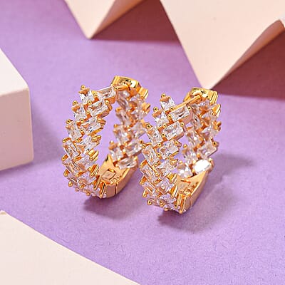 White Zircon 4.90 ctw Sunray's Earrings in 18K Vermeil Yellow Gold Over Sterling Silver