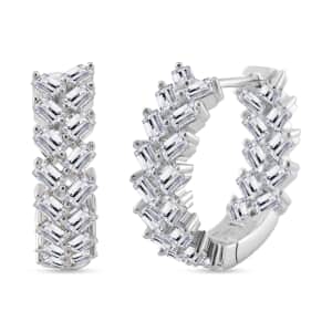 Doorbuster White Zircon 4.90 ctw Sunray's Earrings in Rhodium Over Sterling Silver