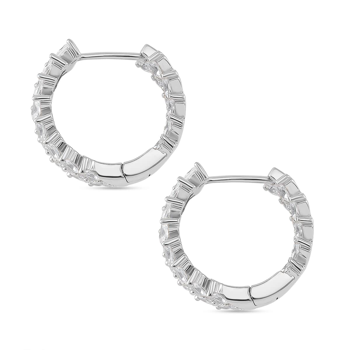 Doorbuster White Zircon 4.90 ctw Sunray's Earrings in Rhodium Over Sterling Silver image number 3