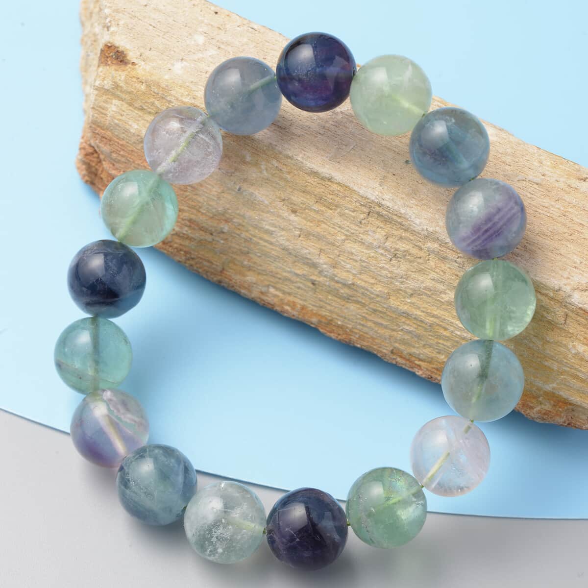 Multi Fluorite 250.00 ctw Beaded Stretch Bracelet image number 1