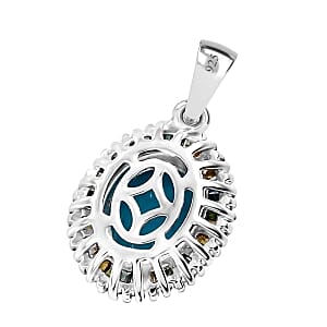 Sleeping Beauty Turquoise and Multi Gemstone 2.18 ctw Pendant in Rhodium Over Sterling Silver