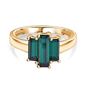 Emerald Swarovski Crystal 1.80 ctw Ring in 14K YG Over Sterling Silver (Size 6.5)