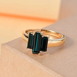 Emerald Swarovski Crystal 1.80 ctw Ring in 14K YG Over Sterling Silver (Size 6.5)