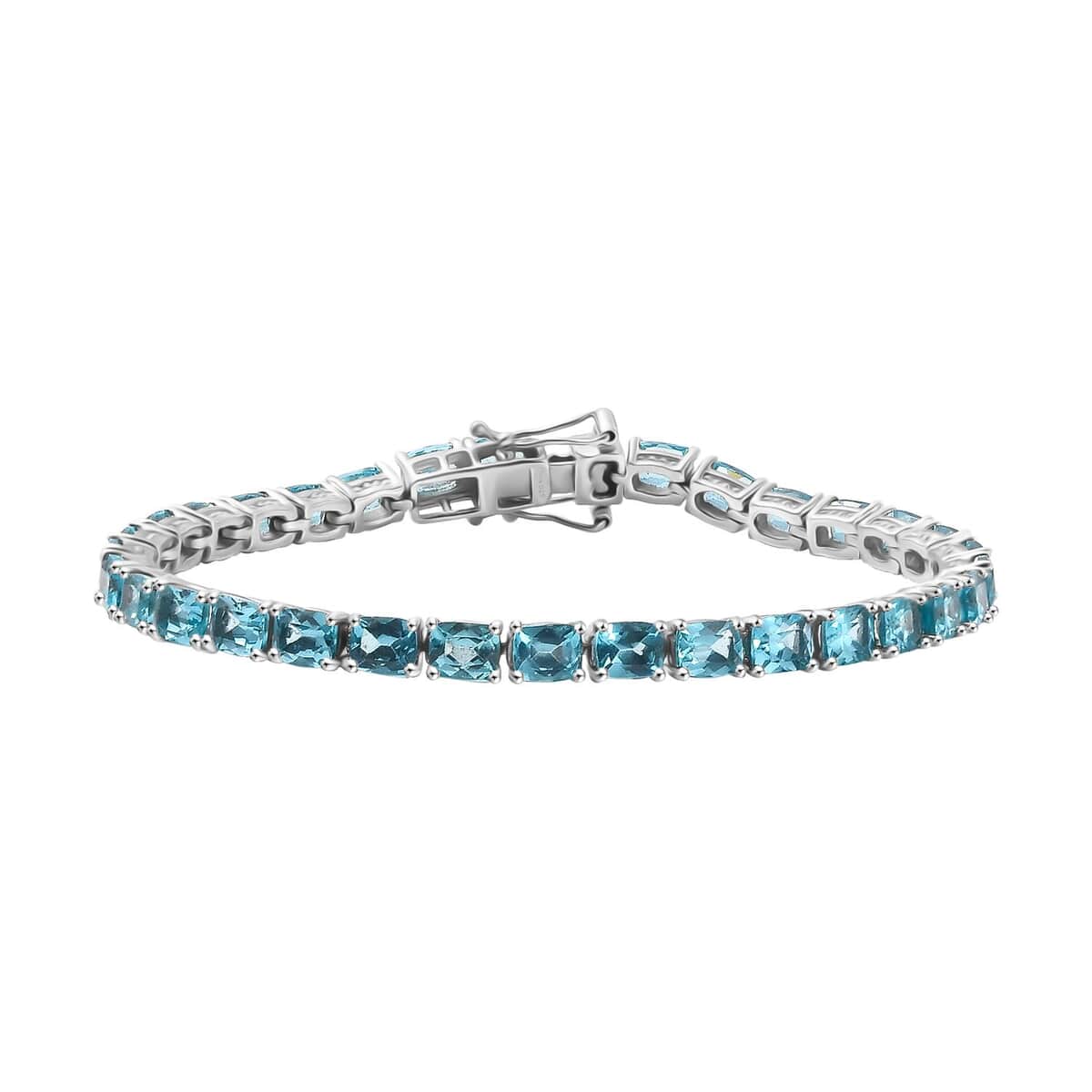 Betroka Blue Apatite 15.50 ctw Bracelet in Rhodium Over Sterling Silver (7.25 In) image number 0