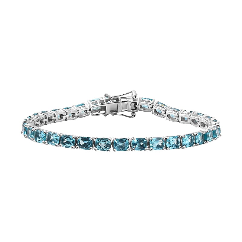 D'Joy Betroka Blue Apatite 15.50 ctw Serenity Vine Bracelet in Rhodium Over Sterling Silver (7.25 In)