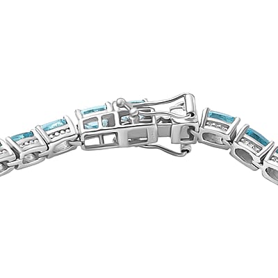 D'Joy Betroka Blue Apatite 15.50 ctw Serenity Vine Bracelet in Rhodium Over Sterling Silver (7.25 In)