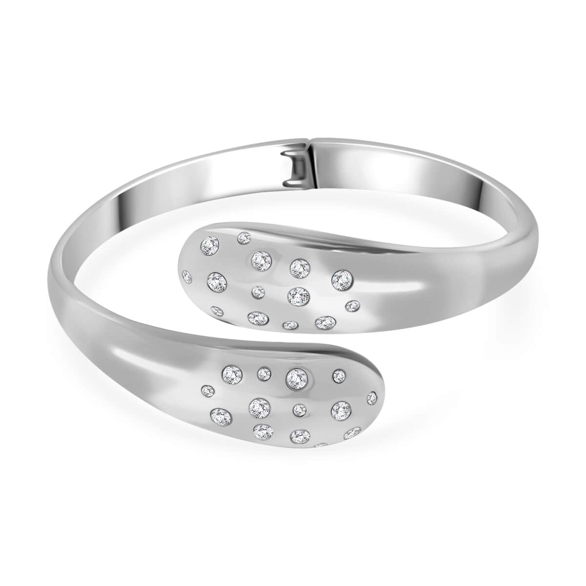 Simulated Diamond Bangle Bracelet in Stainless Steel (7.50 In) image number 0