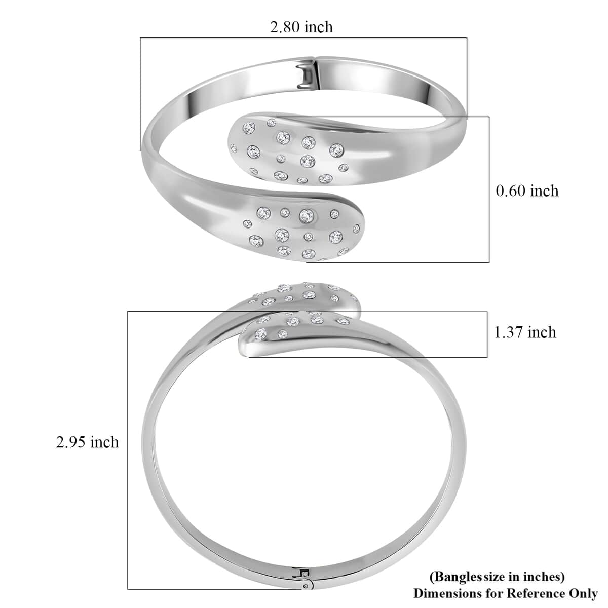 Simulated Diamond Bangle Bracelet in Stainless Steel (7.50 In) image number 4