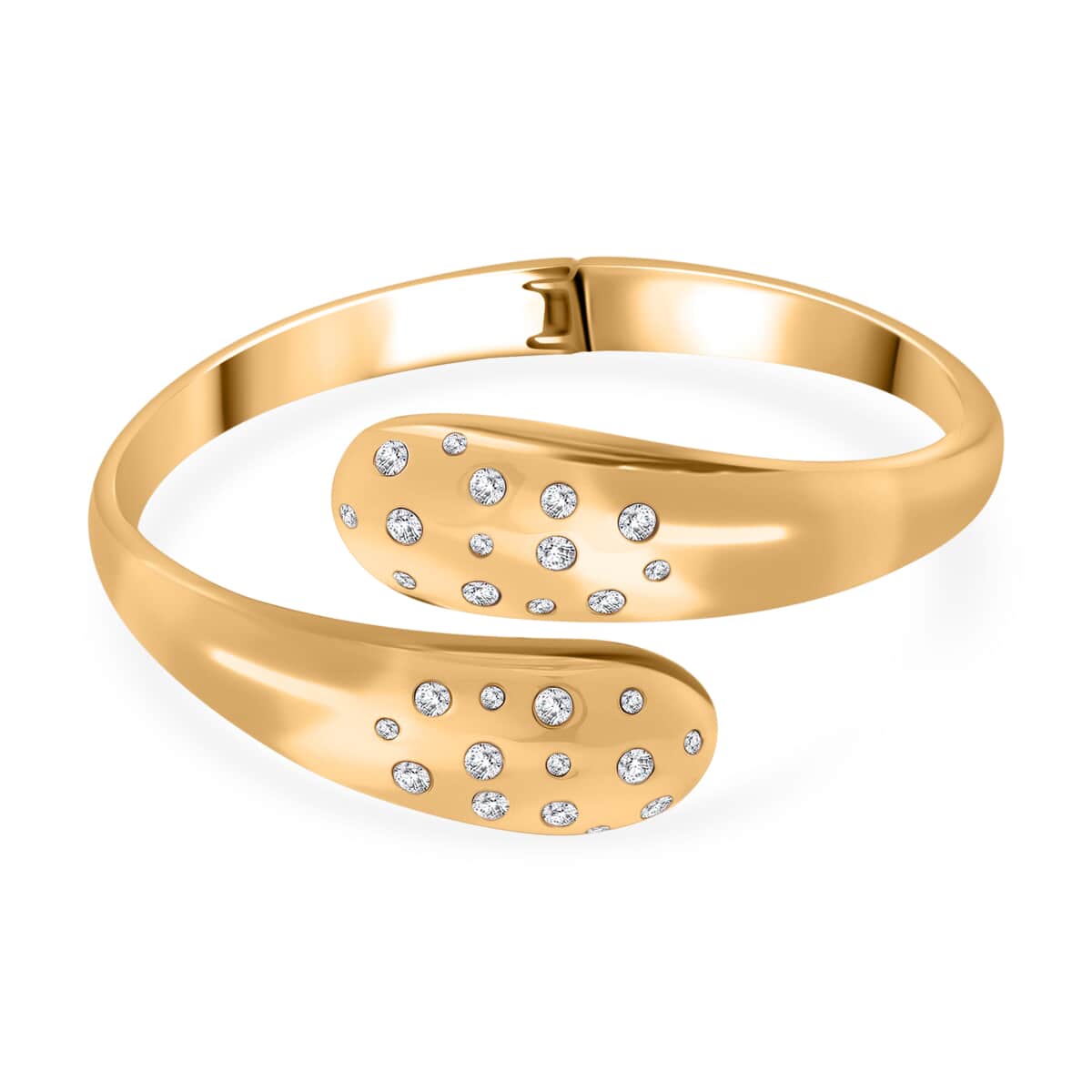 Simulated Diamond Bangle Bracelet in ION Plated Yellow Gold Stainless Steel (7.50 In) image number 0