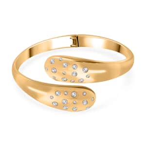 Simulated Diamond Bangle Bracelet in ION Plated Yellow Gold Stainless Steel (7.50 In)