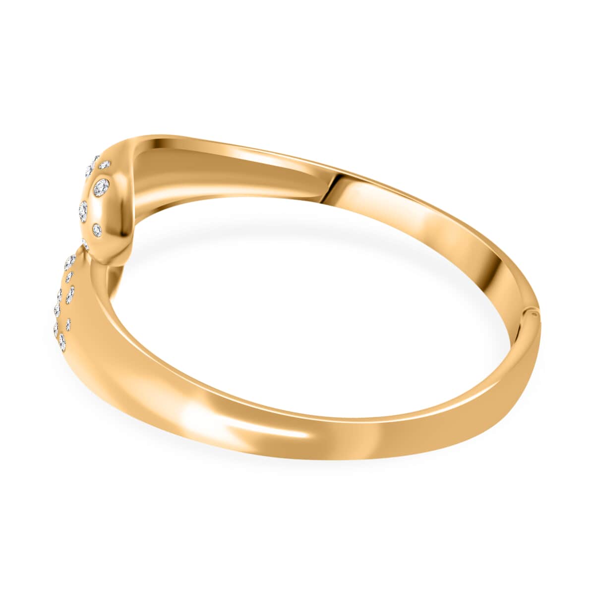 Simulated Diamond Bangle Bracelet in ION Plated Yellow Gold Stainless Steel (7.50 In) image number 2