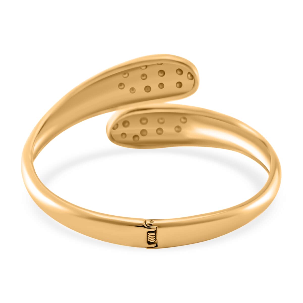 Simulated Diamond Bangle Bracelet in ION Plated Yellow Gold Stainless Steel (7.50 In) image number 3