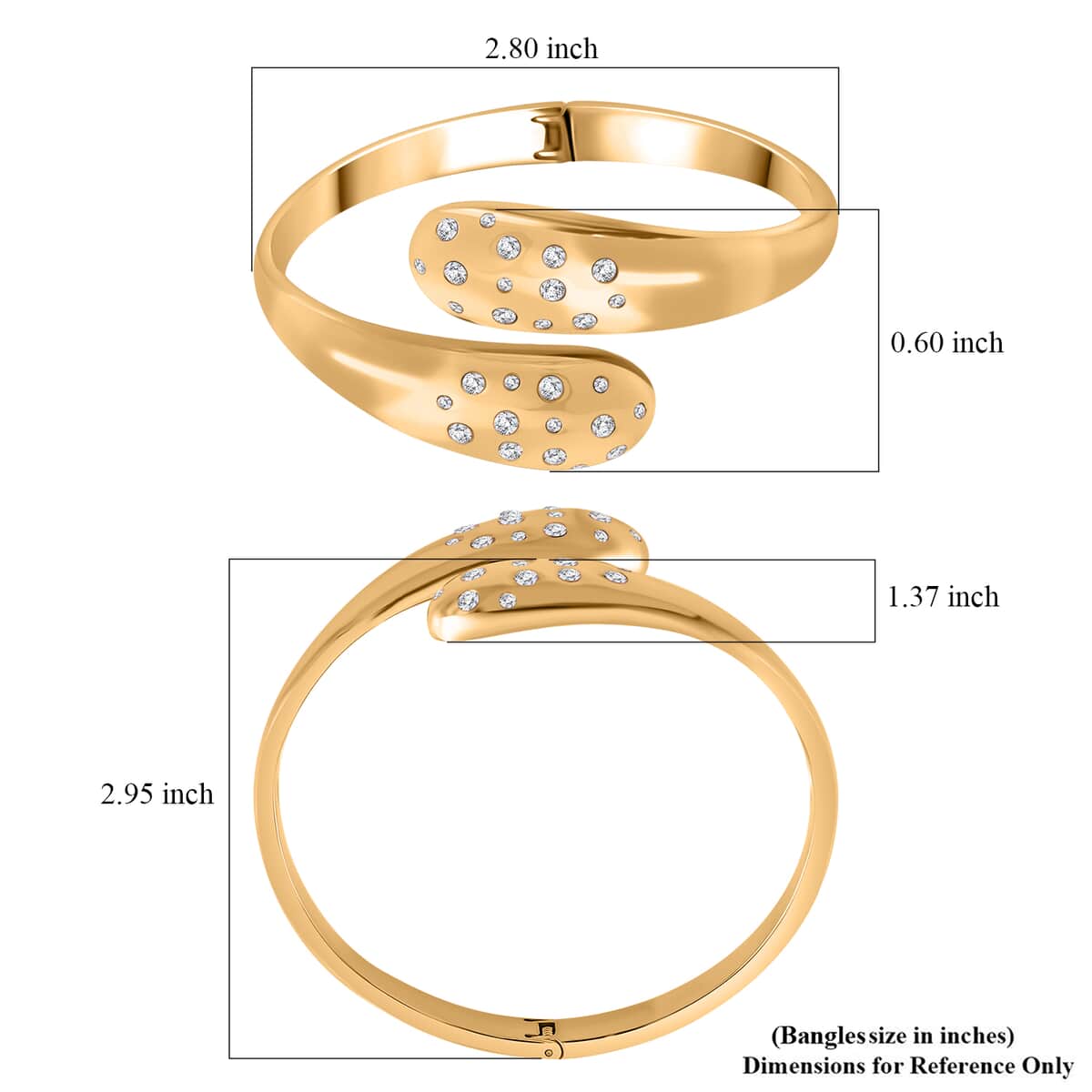 Simulated Diamond Bangle Bracelet in ION Plated Yellow Gold Stainless Steel (7.50 In) image number 4