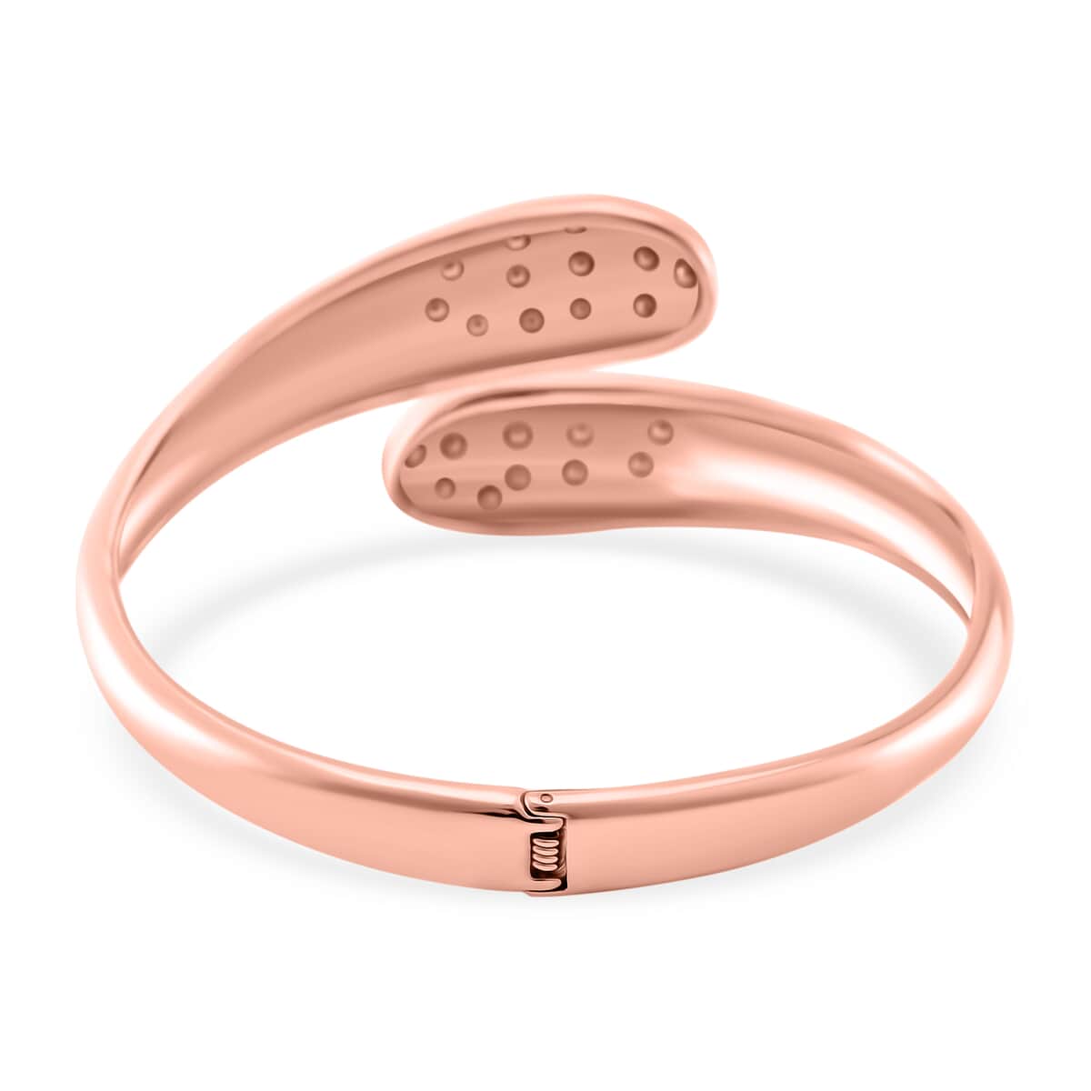 Simulated Diamond Bangle Bracelet in ION Plated Rose Gold Stainless Steel (7.50 In) image number 3