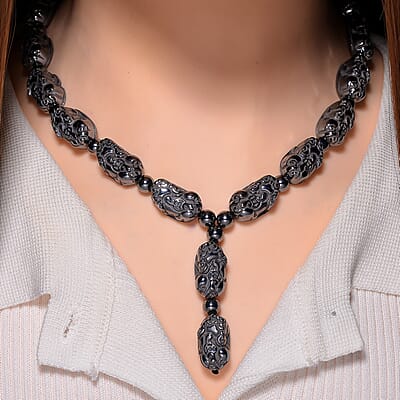 Terahertz 360.00 ctw Pixiu Carved Necklace in Stainless Steel 18-20 Inches