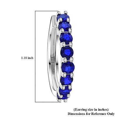 Premium Tanzanian Blue Spinel (DF) 5.25 ctw Hoop Earrings in Rhodium Over Sterling Silver