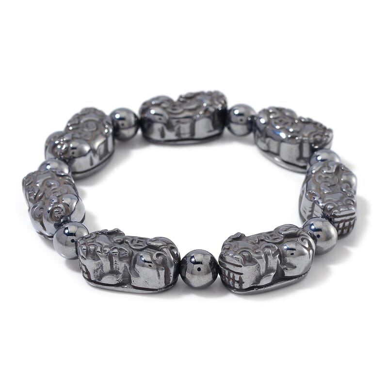 Terahertz 155.00 ctw Pixiu Carved Stretch Bracelet