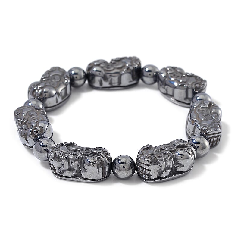 Terahertz 155.00 ctw Pixiu Carved Stretch Bracelet