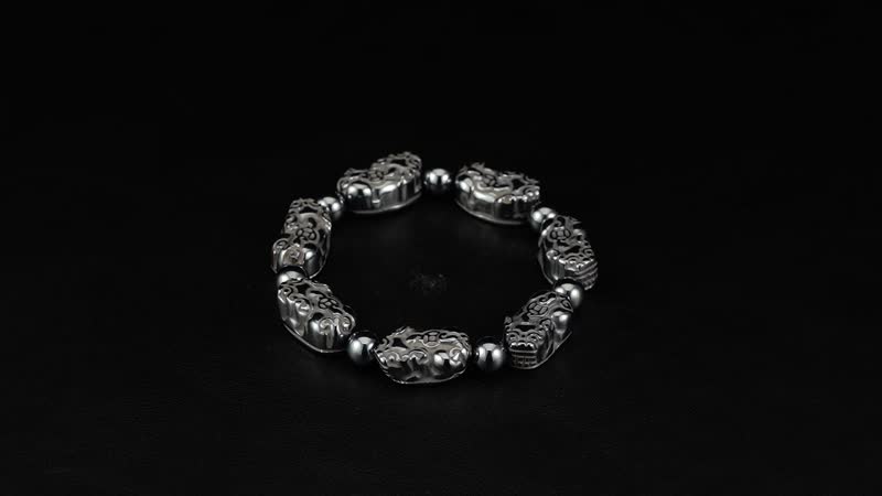 Terahertz 155.00 ctw Pixiu Carved Stretch Bracelet