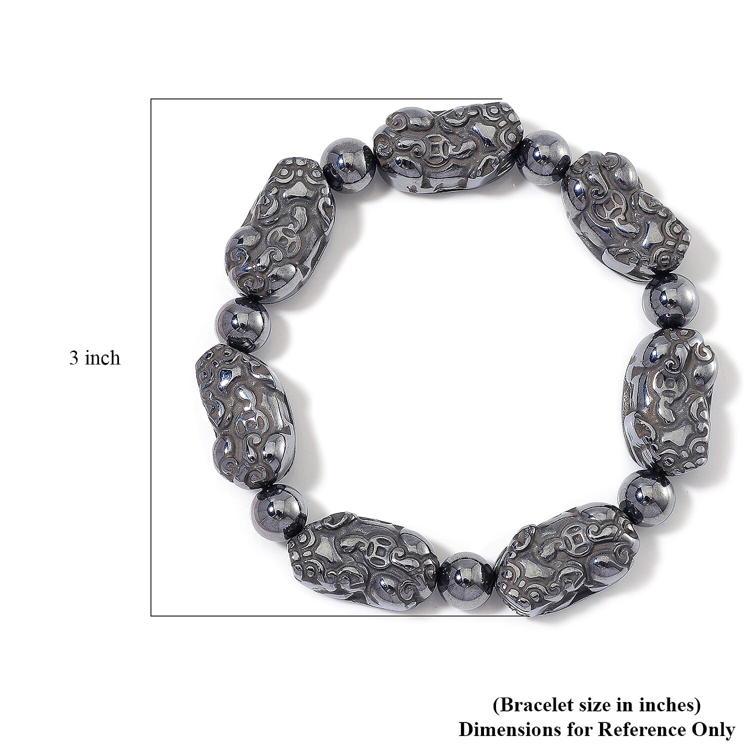Terahertz 155.00 ctw Pixiu Carved Stretch Bracelet