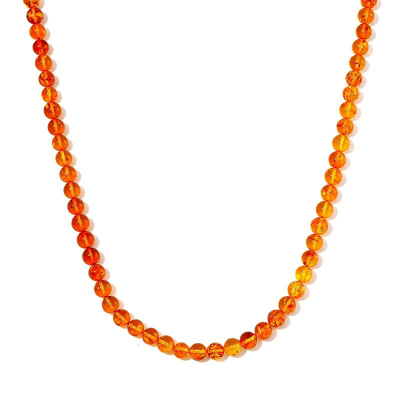 Baltic Amber Beaded Necklace in Sterling Silver 20 Inches