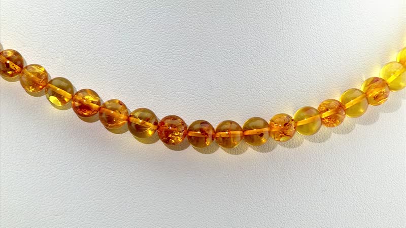 Baltic Amber Beaded Necklace in Sterling Silver 20 Inches