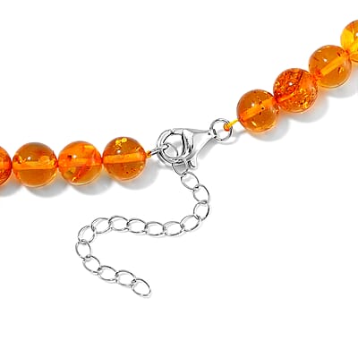 Baltic Amber Beaded Necklace in Sterling Silver 20 Inches