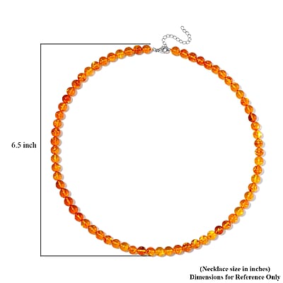 Baltic Amber Beaded Necklace in Sterling Silver 20 Inches