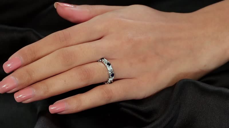 Madagascar Blue Sapphire (DF), Moissanite Ring in Rhodium Over Sterling Silver (Size 10.0) 2.10 ctw