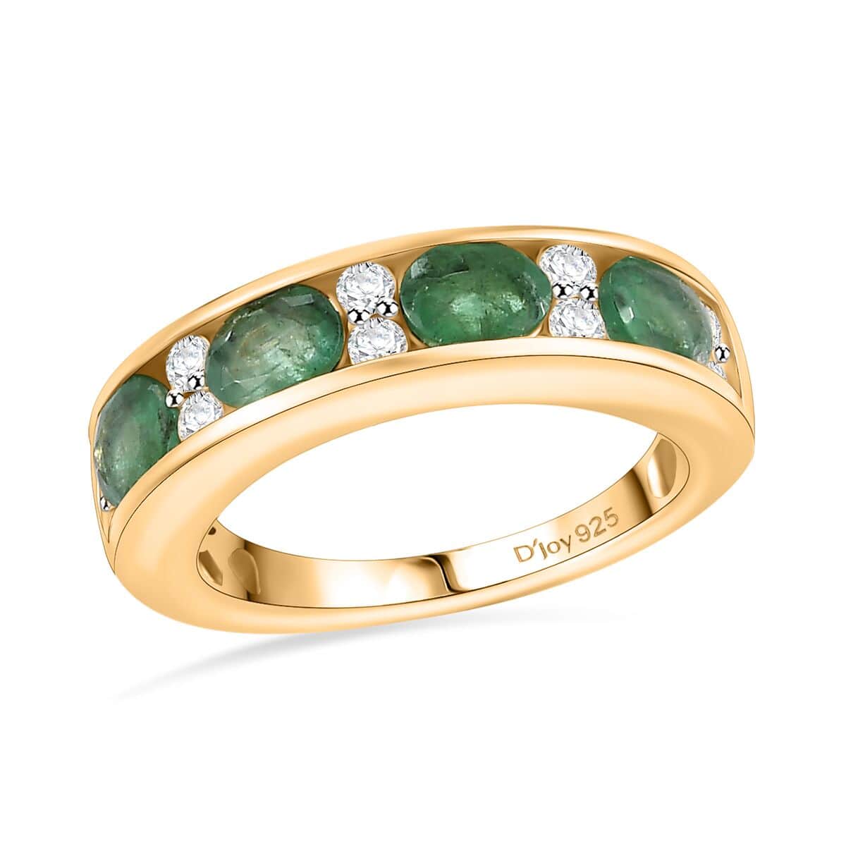 Kagem Zambian Emerald and Moissanite 1.40 ctw Ring in 18K Vermeil Yellow Gold Over Sterling Silver (Size 10.0) image number 0