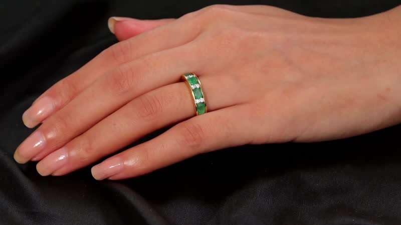 Kagem Zambian Emerald, Moissanite Ring in 18K Vermeil YG Over Sterling Silver (Size 10.0) 1.40 ctw