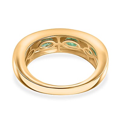 D'Joy Kagem Zambian Emerald and Moissanite 1.40 ctw Ring in 18K Vermeil Yellow Gold Over Sterling Silver (Size 10.0)