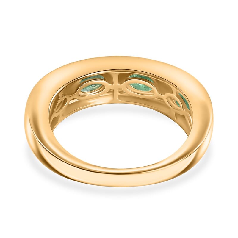 D'Joy Kagem Zambian Emerald and Moissanite 1.40 ctw Ring in 18K Vermeil Yellow Gold Over Sterling Silver (Size 10.0)