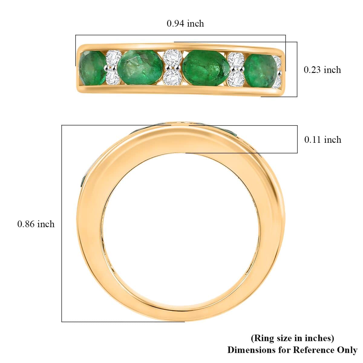 Kagem Zambian Emerald and Moissanite 1.40 ctw Ring in 18K Vermeil Yellow Gold Over Sterling Silver (Size 10.0) image number 5