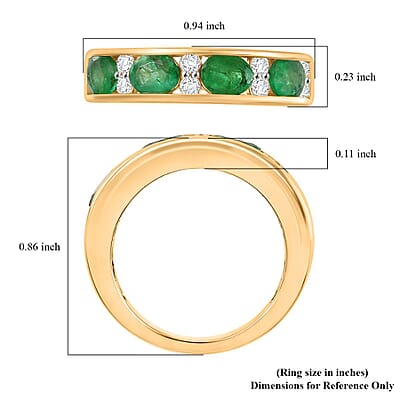 D'Joy Kagem Zambian Emerald and Moissanite 1.40 ctw Ring in 18K Vermeil Yellow Gold Over Sterling Silver (Size 10.0)