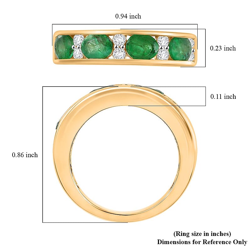 D'Joy Kagem Zambian Emerald and Moissanite 1.40 ctw Ring in 18K Vermeil Yellow Gold Over Sterling Silver (Size 10.0)