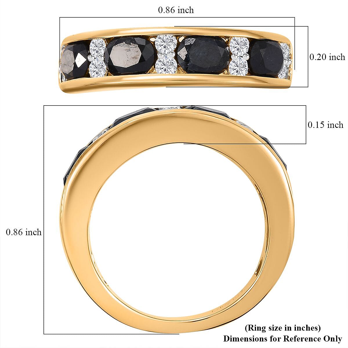 D'Joy Madagascar Blue Sapphire (DF) and Moissanite 2.25 ctw Ring in 18K Vermeil Yellow Gold Over Sterling Silver (Size 10.0) image number 5