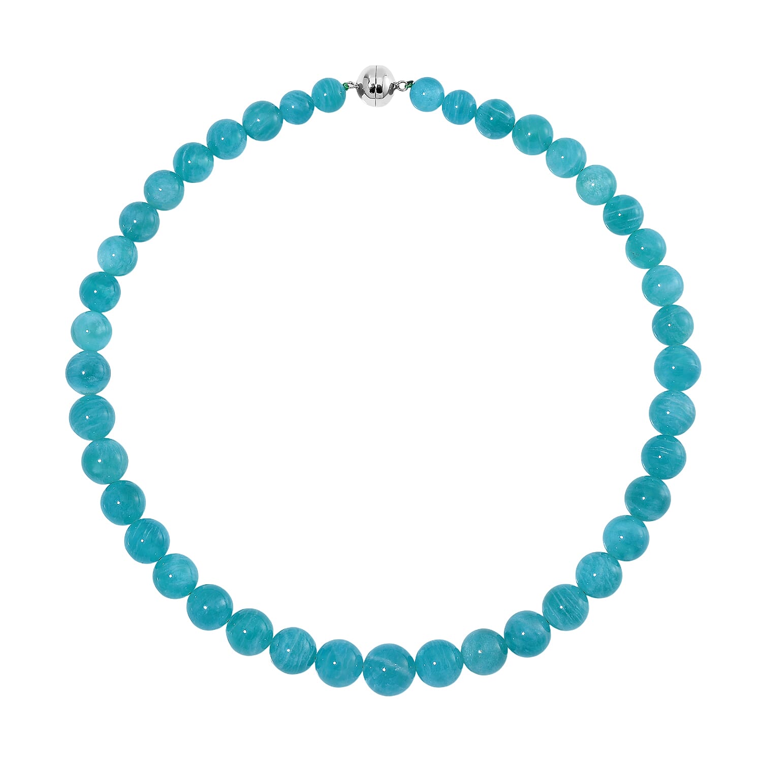 Amazonite 475.00 ctw Beaded Necklace in Rhodium Over Sterling Silver 20 Inches