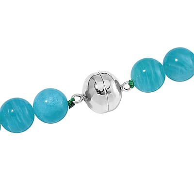 Amazonite 475.00 ctw Beaded Necklace in Rhodium Over Sterling Silver 20 Inches