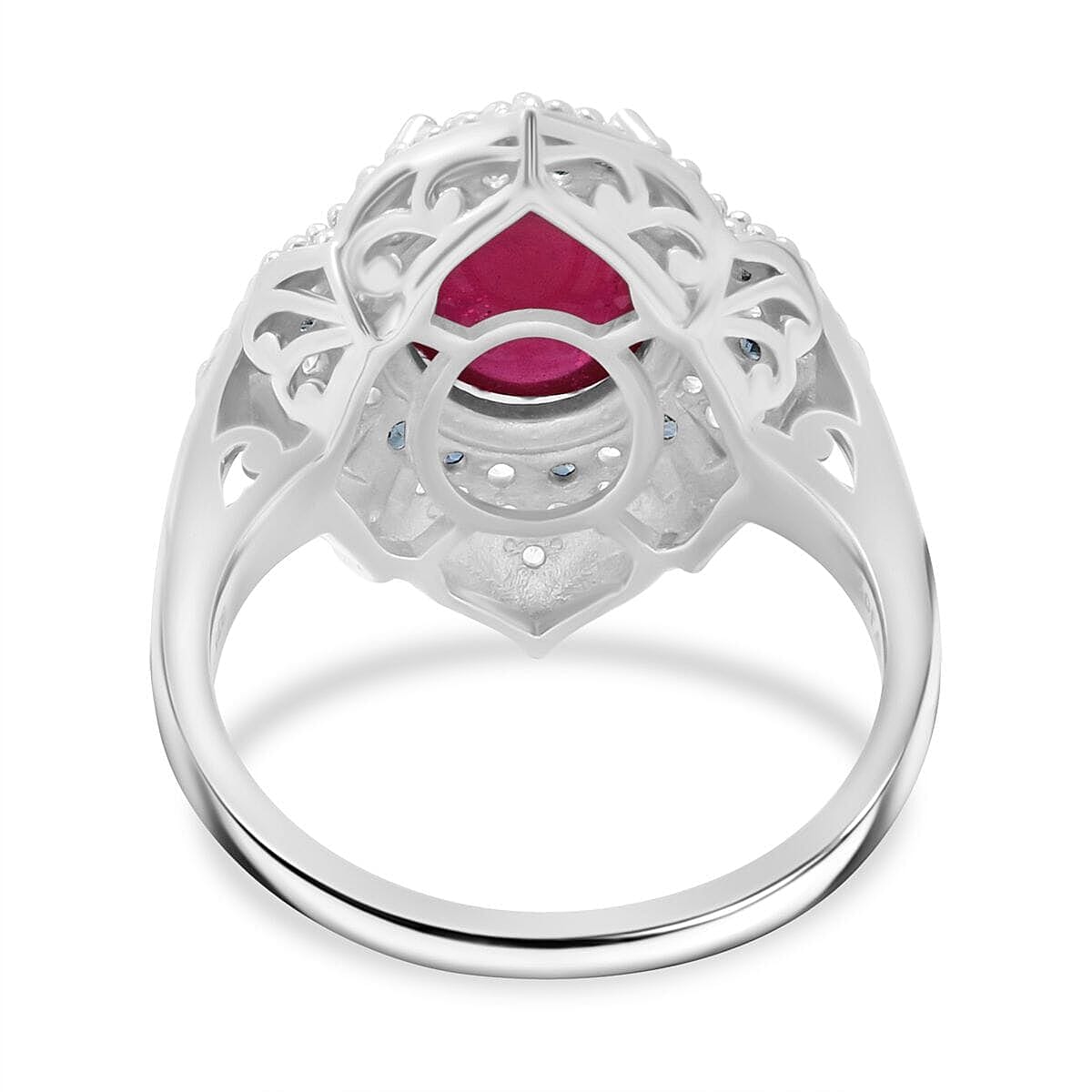 African Ruby (FF), Multi Gemstone Ring in Rhodium Over Sterling Silver (Size 10.0) 9.20 ctw image number 4