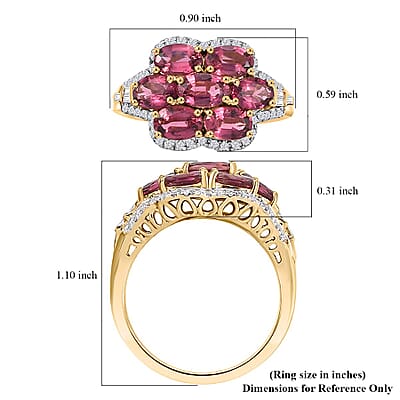 Certified & Appraised Luxoro AAA Ouro Fino Rubellite and G-H I2 Diamond 3.55 ctw Ring in 10K Yellow Gold (Size 11.0) 4.20 Grams
