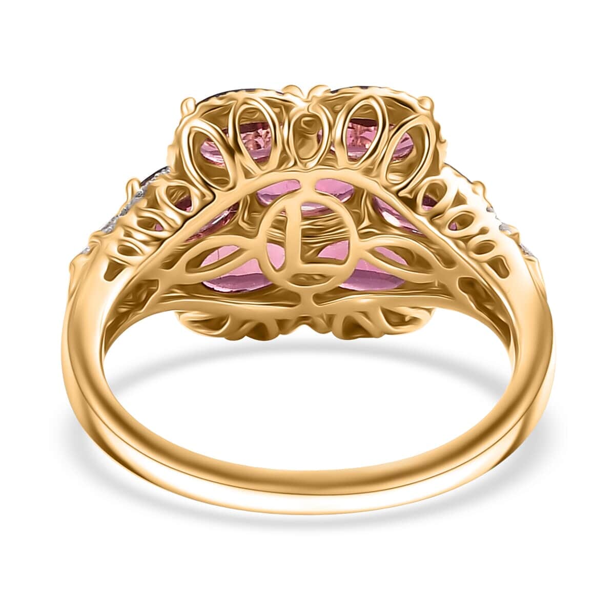 Certified & Appraised Luxoro AAA Ouro Fino Rubellite and G-H I2 Diamond 3.55 ctw Ring in 10K Yellow Gold (Size 11.5) 4.20 Grams image number 4