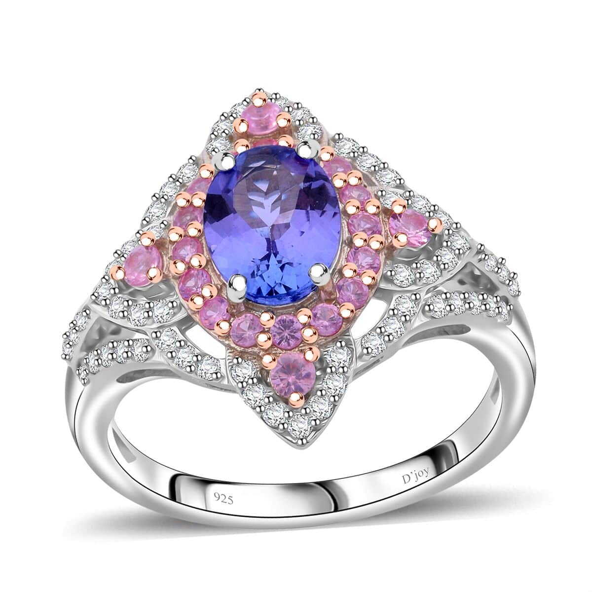 Tanzanite and Multi Gemstone 2.40 ctw Majestic Floral Ring in Rhodium Over Sterling Silver (Size 10.0) image number 0