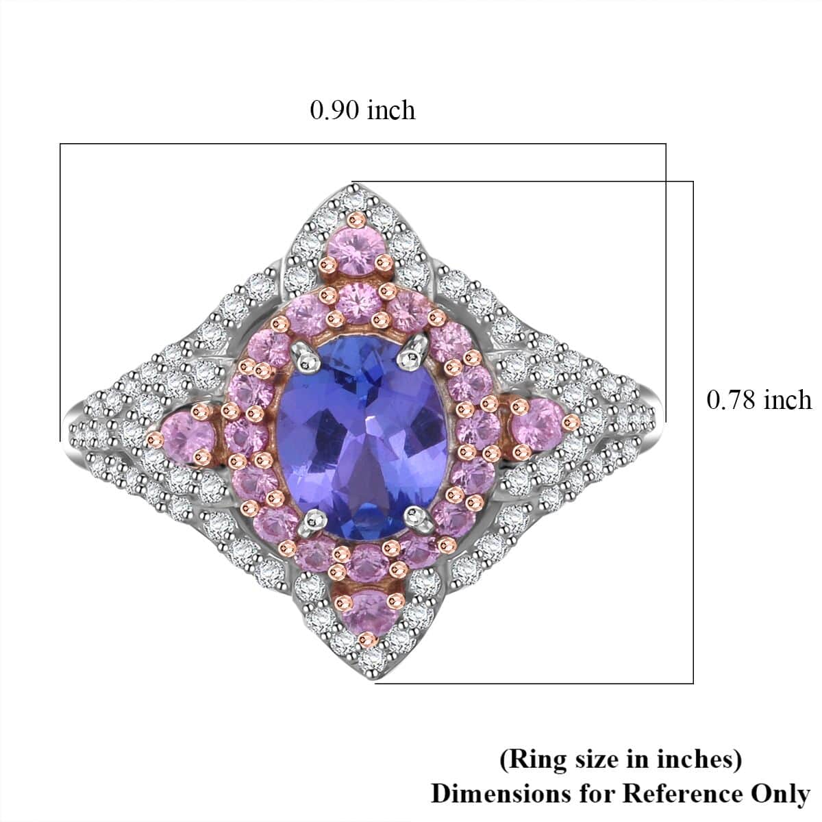 Tanzanite and Multi Gemstone 2.40 ctw Majestic Floral Ring in Rhodium Over Sterling Silver (Size 10.0) image number 5