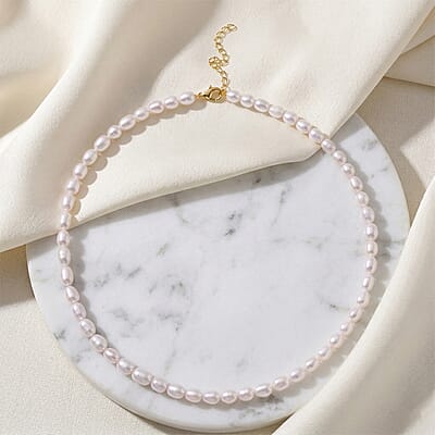 Freshwater Pearl Necklace in 14K Yellow Gold Over Sterling Silver 18