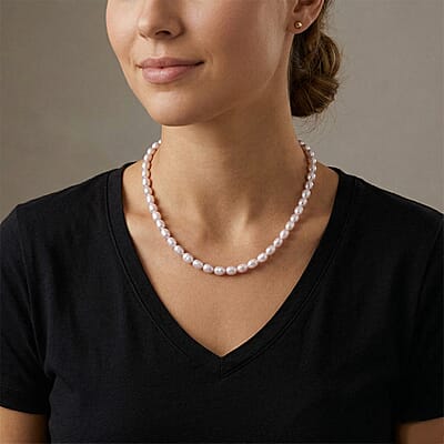 Freshwater Pearl Necklace in 14K Yellow Gold Over Sterling Silver 18