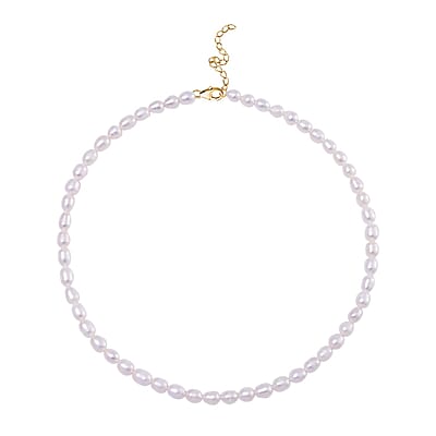 Freshwater Pearl Necklace in 14K Yellow Gold Over Sterling Silver 18