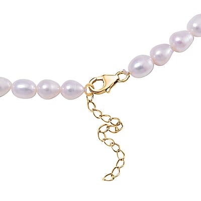 Freshwater Pearl Necklace in 14K Yellow Gold Over Sterling Silver 18